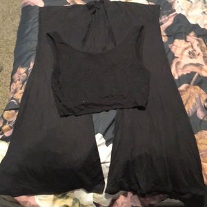 black Two piece crop top and matching flare pants